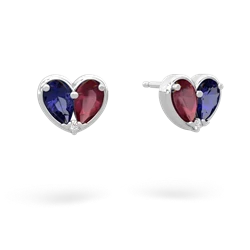 Lab Sapphire 'Our Heart' 14K White Gold earrings E5072