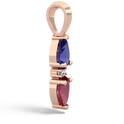 Lab Sapphire Bowtie Drop 14K Rose Gold pendant P0865