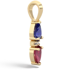 Lab Sapphire Bowtie Drop 14K Yellow Gold pendant P0865
