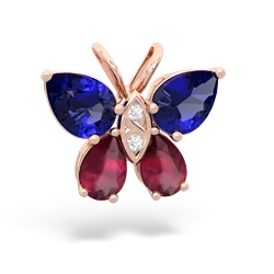 Lab Sapphire Butterfly 14K Rose Gold pendant P2215