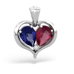 Lab Sapphire Two Become One 14K White Gold pendant P5330