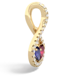 Lab Sapphire Pave Twist 'One Heart' 14K Yellow Gold pendant P5360