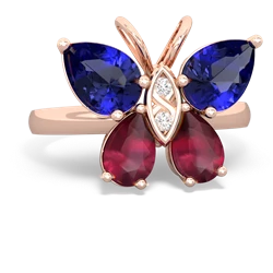 Lab Sapphire Butterfly 14K Rose Gold ring R2215