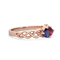 Lab Sapphire Heart To Heart Braid 14K Rose Gold ring R5870