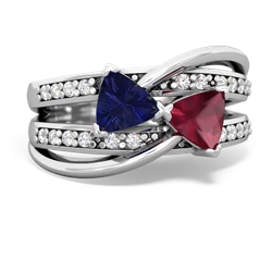 Lab Sapphire Bowtie 14K White Gold ring R2360