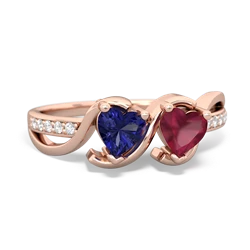 Lab Sapphire Side By Side 14K Rose Gold ring R3090