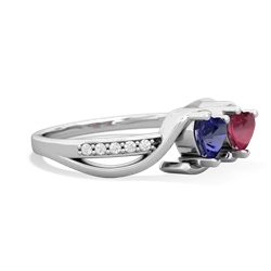 Lab Sapphire Side By Side 14K White Gold ring R3090