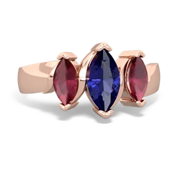 Lab Sapphire Three Peeks 14K Rose Gold ring R2433