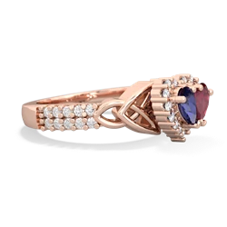 Lab Sapphire Celtic Knot Two Hearts As One 14K Rose Gold ring R2644HRT