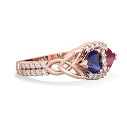 Lab Sapphire Sparkling Celtic Knot 14K Rose Gold ring R2645