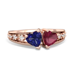 Lab Sapphire Heart To Heart 14K Rose Gold ring R3342