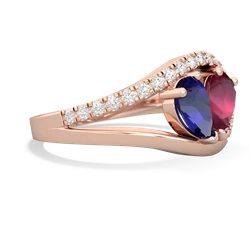 Lab Sapphire Nestled Heart Keepsake 14K Rose Gold ring R5650