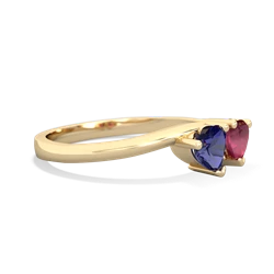 Lab Sapphire Sweethearts 14K Yellow Gold ring R5260