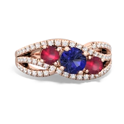 Lab Sapphire Three Stone Aurora 14K Rose Gold ring R3080