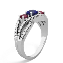 Lab Sapphire Three Stone Aurora 14K White Gold ring R3080