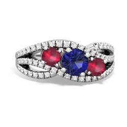 Lab Sapphire Three Stone Aurora 14K White Gold ring R3080