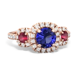 Lab Sapphire Regal Halo 14K Rose Gold ring R5350