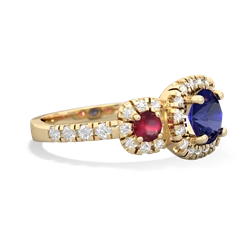 Lab Sapphire Regal Halo 14K Yellow Gold ring R5350