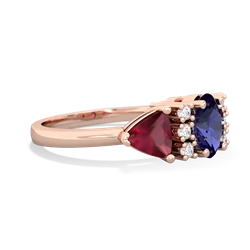 Lab Sapphire Antique Style Three Stone 14K Rose Gold ring R2186