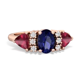 Lab Sapphire Antique Style Three Stone 14K Rose Gold ring R2186