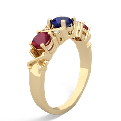 Lab Sapphire Hugs And Kisses 14K Yellow Gold ring R5016