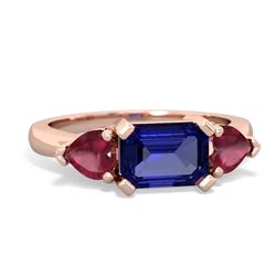 Lab Sapphire Three Stone 14K Rose Gold ring R5235