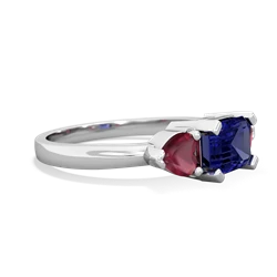 Lab Sapphire Three Stone 14K White Gold ring R5235