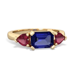 Lab Sapphire Three Stone 14K Yellow Gold ring R5235