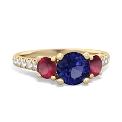 Lab Sapphire Pave Trellis 14K Yellow Gold ring R5500