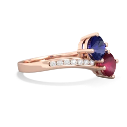 Lab Sapphire Channel Set Two Stone 14K Rose Gold ring R5303