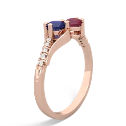 Lab Sapphire Infinity Pave Two Stone 14K Rose Gold ring R5285