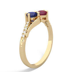 Lab Sapphire Infinity Pave Two Stone 14K Yellow Gold ring R5285