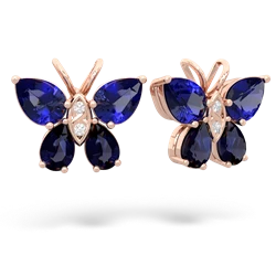 Lab Sapphire Butterfly 14K Rose Gold earrings E2215