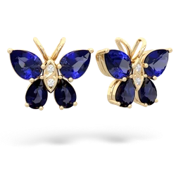 Lab Sapphire Butterfly 14K Yellow Gold earrings E2215