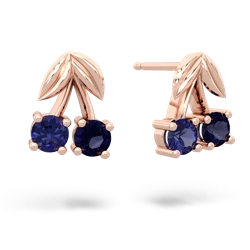 Lab Sapphire Sweet Cherries 14K Rose Gold earrings E7001