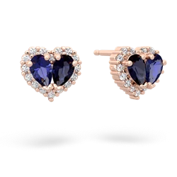 Lab Sapphire Halo 14K Rose Gold earrings E7008