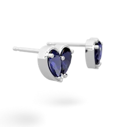 Lab Sapphire 'Our Heart' 14K White Gold earrings E5072