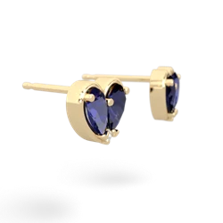 Lab Sapphire 'Our Heart' 14K Yellow Gold earrings E5072