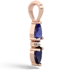 Lab Sapphire Bowtie Drop 14K Rose Gold pendant P0865