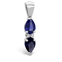 Lab Sapphire Bowtie Drop 14K White Gold pendant P0865