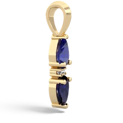 Lab Sapphire Bowtie Drop 14K Yellow Gold pendant P0865