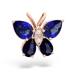 Lab Sapphire Butterfly 14K Rose Gold pendant P2215