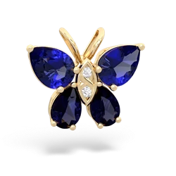 Lab Sapphire Butterfly 14K Yellow Gold pendant P2215