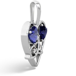 Lab Sapphire Celtic Trinity Heart 14K White Gold pendant P5331