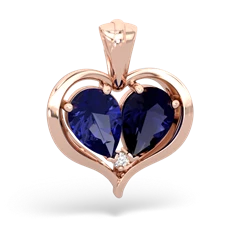 Lab Sapphire Two Become One 14K Rose Gold pendant P5330