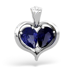 Lab Sapphire Two Become One 14K White Gold pendant P5330