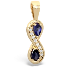 Lab Sapphire Diamond Infinity 14K Yellow Gold pendant P5390