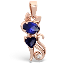 Lab Sapphire Kitten 14K Rose Gold pendant P5780