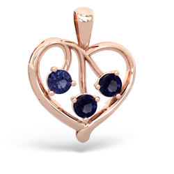 Lab Sapphire Glowing Heart 14K Rose Gold pendant P2233