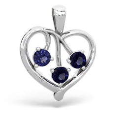 Lab Sapphire Glowing Heart 14K White Gold pendant P2233